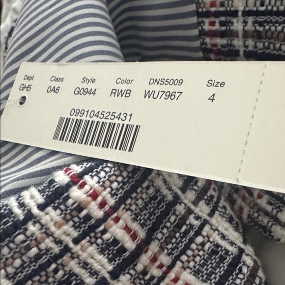 J. CREW Navy Blue White Red Tweed Blazer Jacket Stripes Work Preppy 4 Business - Picture 11 of 11